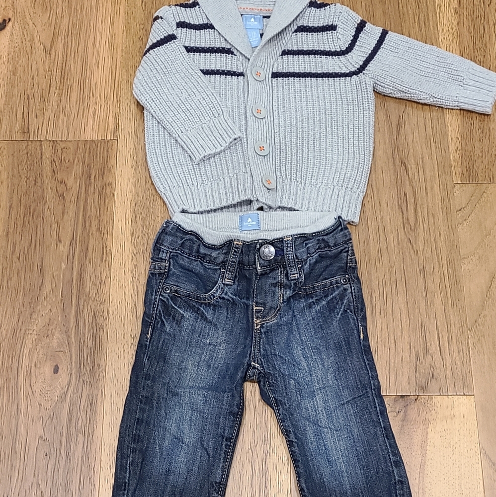 Baby Gap sweater and blue jeans
